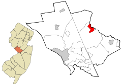 Mercer County New Jersey incorporated and unincorporated areas Princeton Junction highlighted.svg