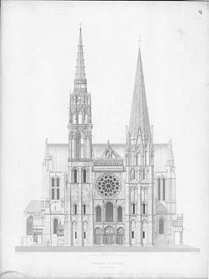 Archivo:Monografie de la Cathedrale de Chartres - 04 Facade occidentale - Gravure