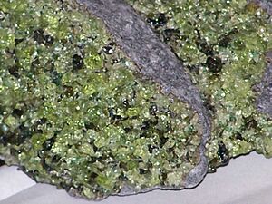 Peridot in basalt