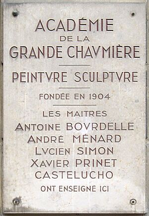 Archivo:Plaque Académie de la Grande Chaumière, Paris 6