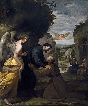 Archivo:Vicente Carducho "Encuentro de san Juan de Mata y san Félix de Valois", Museo del Prado