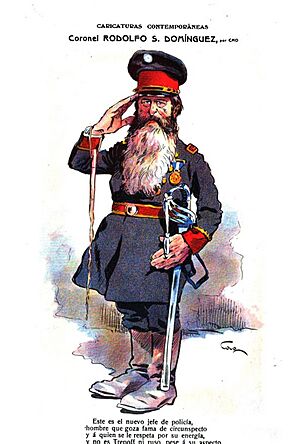 Archivo:1906-07-14, Caras y Caretas, Caricaturas contemporáneas, Coronel Rodolfo S. Domínguez, Cao