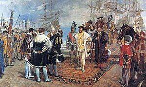 Archivo:Ignaci Pinazo03. Desembarcament de Francesc I al port de València (1876)