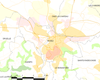 Mapa de la comuna de Rodez