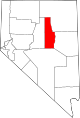 Mapa de Nevada con la ubicación del condado de Eureka