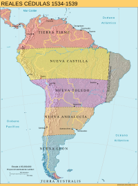 Archivo:Mapa de América del Sur (Gobernaciones 1534-1539)