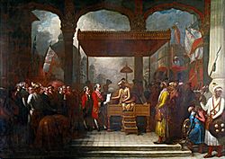 Archivo:Shah 'Alam conveying the grant of the Diwani to Lord Clive