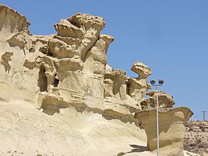 Archivo:Bolnuevo Buildings sculptured by the wind erosion of millions of years