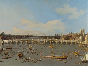 Archivo:Canaletto - Westminster Bridge, with the Lord Mayor's Procession on the Thames - Google Art Project