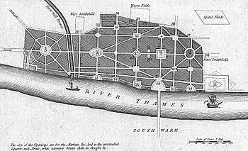 Archivo:John Evelyn's plan for the rebuilding of London after the Great Fire