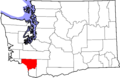Map of Washington highlighting Cowlitz County