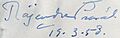 Rajendra Prasad signature in 1958 (cropped)