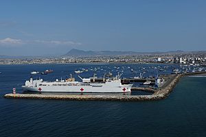Archivo:US Navy 110521-F-CF975-028 The Military Sealift Command hospital ship USNS Comfort (T-AH 20) is pierside during a scheduled port visit to Manta, Ec