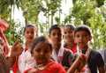 A group of 'Husori' for the occasion of Assamese 'Bohag Bihu' in their traditional attire
