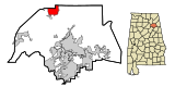 Etowah County Alabama Incorporated and Unincorporated areas Sardis City Highlighted.svg