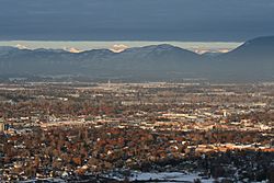 Kalispell MT looking toward Glacier National Park from Lone Pine State Park January 27 2010.JPG