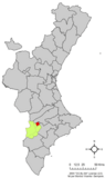 Localización de Beneixama respecto a la Comunidad Valenciana