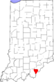Map of Indiana highlighting Floyd County