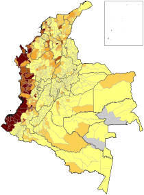 Archivo:Mapa de Colombia (población afrodescendiente 2005)