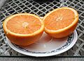 Orange sliced in half