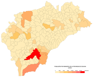 Población por municipio en la Provincia de Segovia