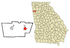 Polk County Georgia Incorporated and Unincorporated areas Rockmart Highlighted.svg
