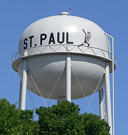 Saint Paul, Nebraska water tower 2.JPG