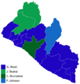2017 Liberian presidential election map by county (1st round)