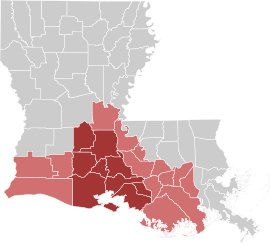 Acadiana Louisiana region map.svg