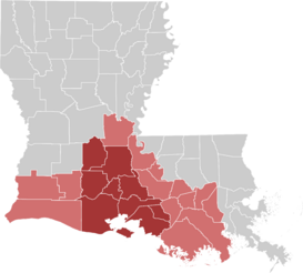Acadiana Louisiana region map.svg