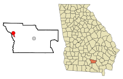 Atkinson County Georgia Incorporated and Unincorporated areas Willacoochee Highlighted.svg
