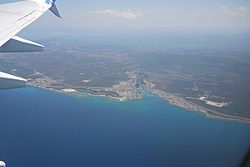 Boca de Camarioca, as seen from a flying jet plane, March 2016.JPG