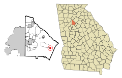 DeKalb County Georgia Incorporated and Unincorporated areas Lithonia Highlighted.svg