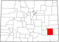 Map of Colorado highlighting Bent County