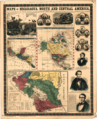 Maps of Nicaragua, North and Central America- Population and Square Miles of Nicaragua, United States, Mexico, British and Central America, with Routes and Distances; Portraits of General Walker, WDL152