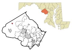 Montgomery County Maryland Incorporated and Unincorporated areas Barnesville Highlighted.svg