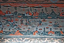 Archivo:Mural Painting of a Banquet Scene from Han Tomb in Tahut'ing