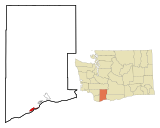 Skamania County Washington Incorporated and Unincorporated areas North Bonneville Highlighted.svg