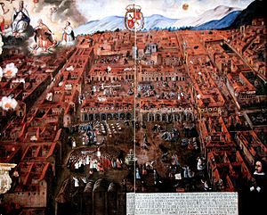 Archivo:17th century painting of the city of Cusco before the 1650 Earthquake