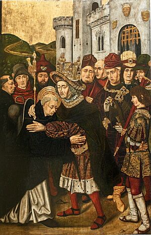 Archivo:B.Bermejo ret.St.Domingo Silos Ferran I Castella acollint el Sant 4134