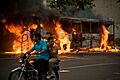 Burning bus, Iranian presidential election 2009