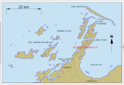 Mapa del archipiélago Dampier y la península Burrup