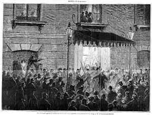 Archivo:Dos de la madrugada, 23 de abril de 1873, el señor Castelar defendiendo la salida del Congreso de la Comisión Permanente, de Balaca