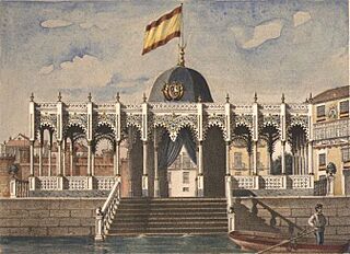 Kiosko embarcadero visto desde el mar, 1862 (A, Ramirez y F. Mitjana).jpg