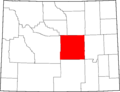 Map of Wyoming highlighting Natrona County