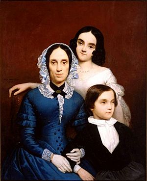 Archivo:Monvoisin, Pierre - Mrs. Bernard Duchamp with Son Henri and Daughter Adele, 1840