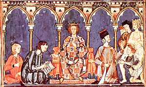Archivo:Alfonso X el Sabio y su corte