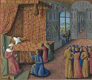 Archivo:Français 5594, fol. 188 haut, Gui de Lusignan recevant la régence