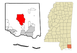 Jackson County Mississippi Incorporated and Unincorporated areas Vancleave Highlighted.svg