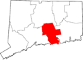 Map of Connecticut highlighting Middlesex County